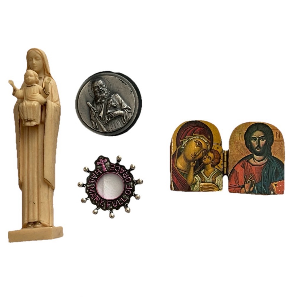 VINTAGE Mid-Century Catholic Christian Rosary Ring 4 Piece Item Lot
